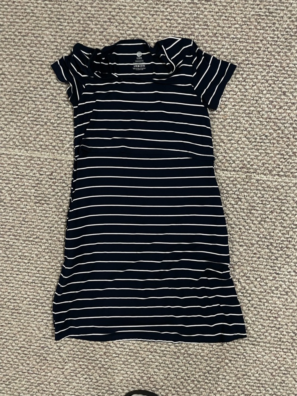 Kindred Bravely Maternity/Nursing Striped Navy and White Short Sleeve Dress